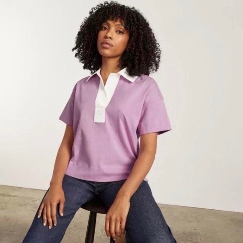 NWT Everlane The Retro Rugby/Jersey Polo Organic Cotton Maive/Bone
